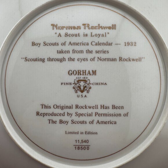 COLLECTOR'S PLATE "A SCOUT IS LOYAL" BY NORMAN ROCKWELL, LIMITED EDITION, 8.5 in - Picture 3 of 5